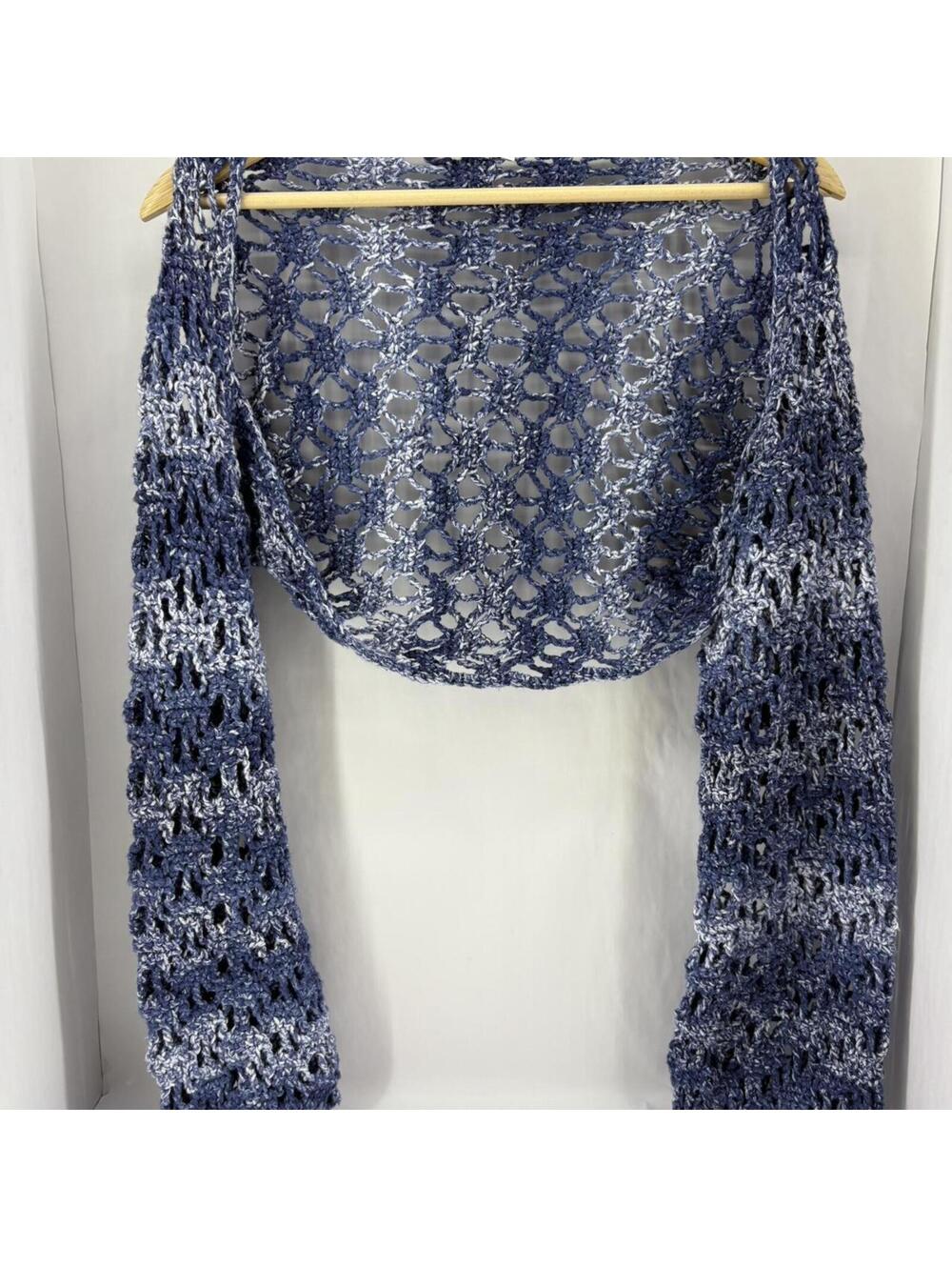 Shades of Blue Crochet Wave Shrug